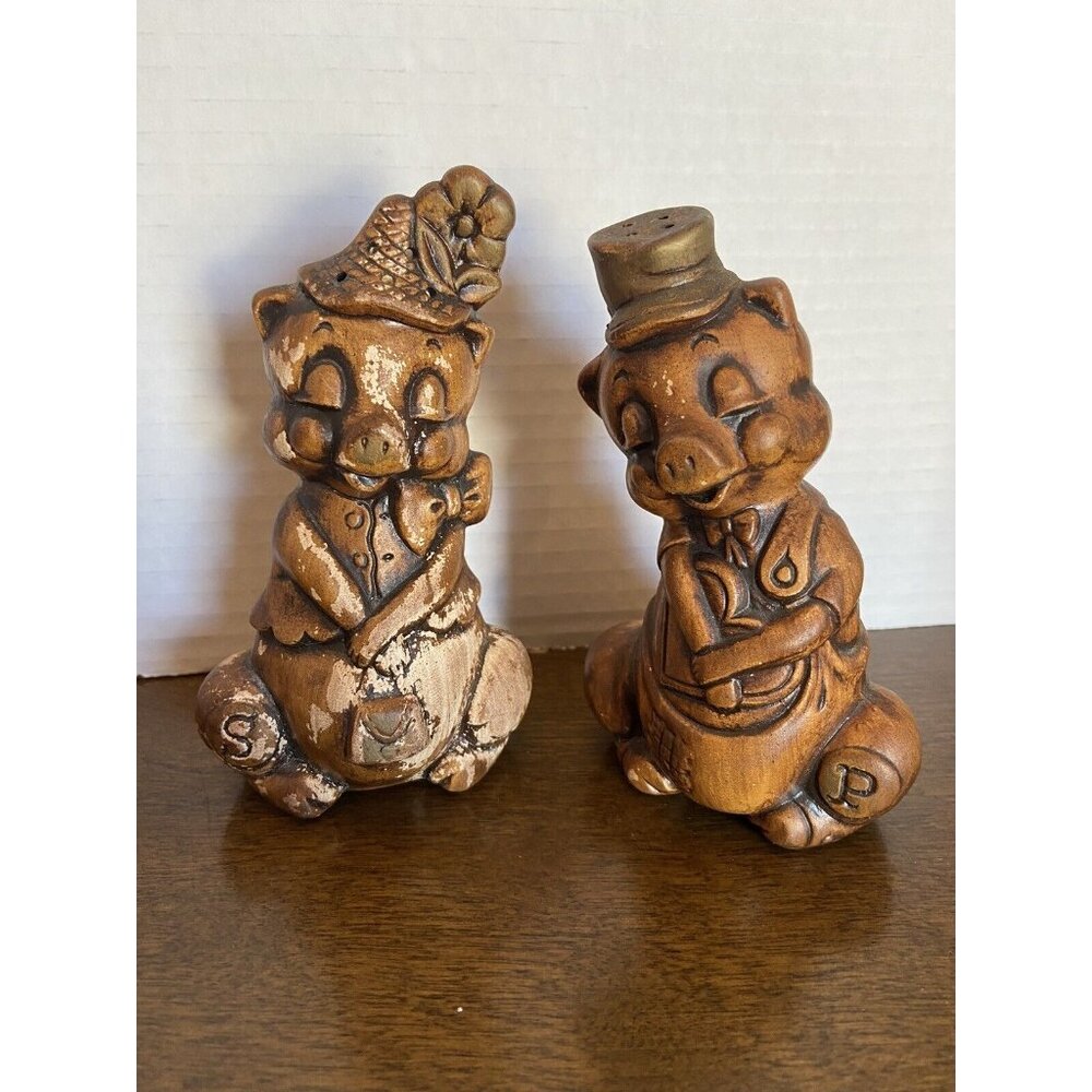 vintage Treasure Craft Salt and pepper S&P shakers girl and boy ceramic pigs